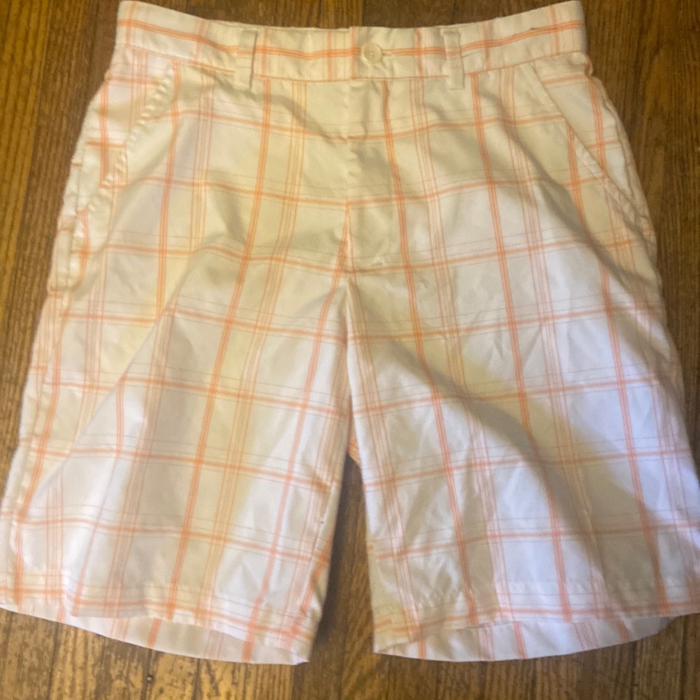 GREG NORMAN for TASSO ELBA RapiDry Khaki Plaid shorts sz 30